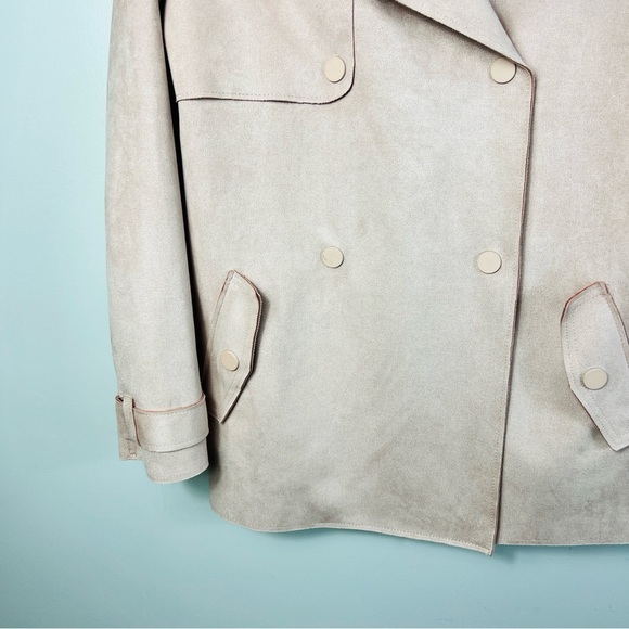 Haute Monde Blush Pink Women's Juniors Casual Faux Suede Moto Jacket size Medium - Picture 6 of 13